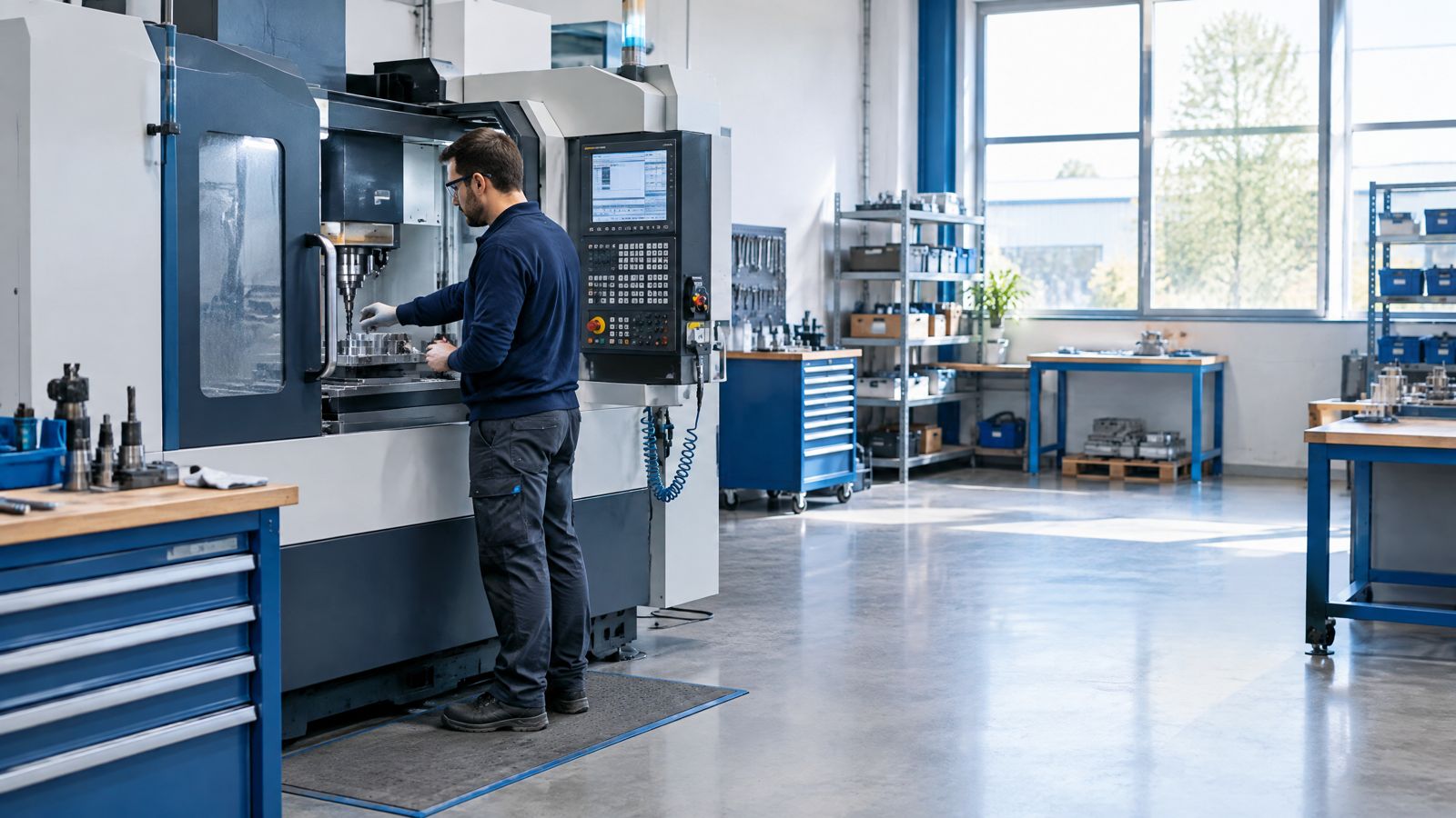 Atelier d’entreprise équipé d’une machine de production