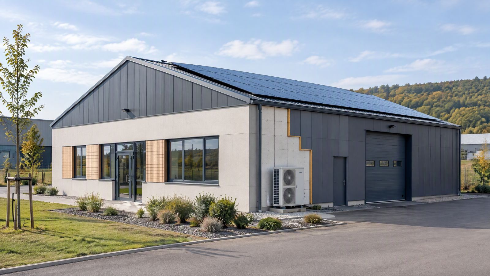 Bâtiment d’entreprise doté d’équipements énergétiques